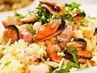 Рецепта Бърз и лесен ориз с морски дарове на тиган
